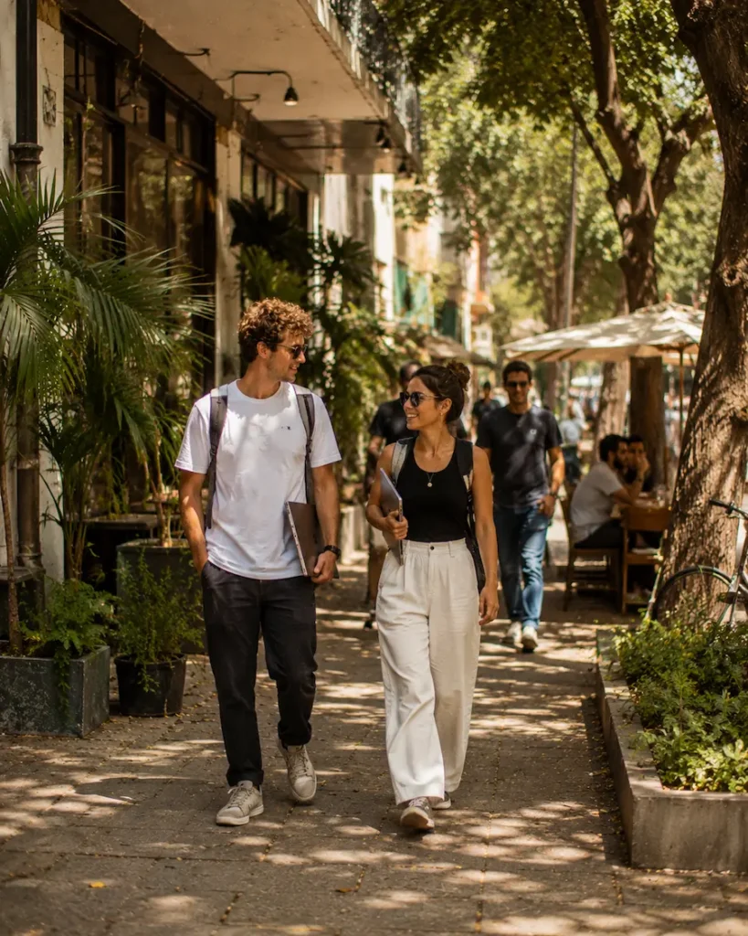 Creative remote workers exploring Roma Norte between cafés and boutiques